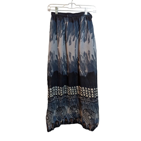 Boho Whimsigoth Grunge Rock Indie Sleeze Glam Gray Tie Dye XS Maxi Skirt - Picture 2 of 6